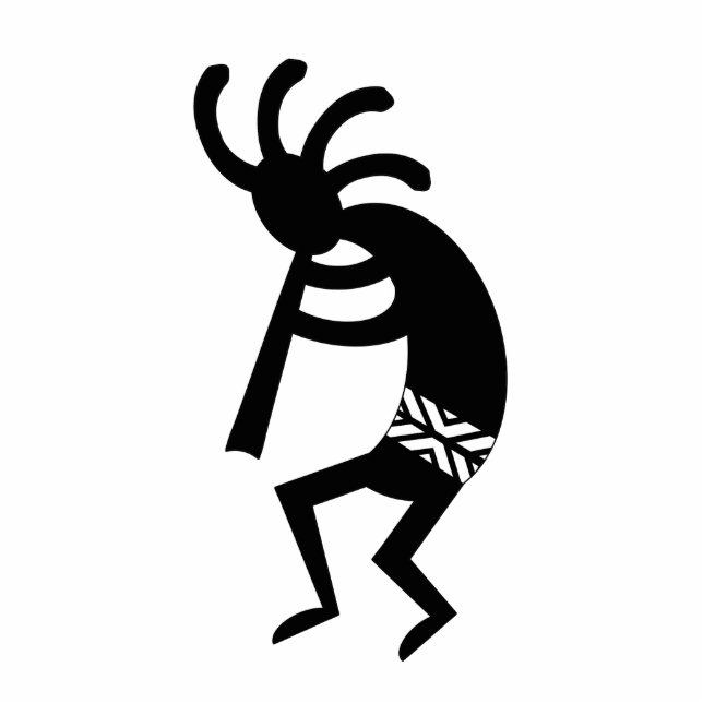 Black and White Southwest Kokopelli Staand Fotobeeldje (Voorkant)