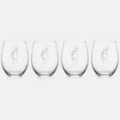 Black and White Southwest Kokopelli Wijnglas Zonder Voet (Achterkant)