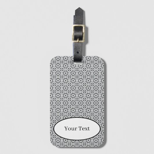 Black and White Spanish Style Tile Bagagelabel (Voorkant (verticaal))