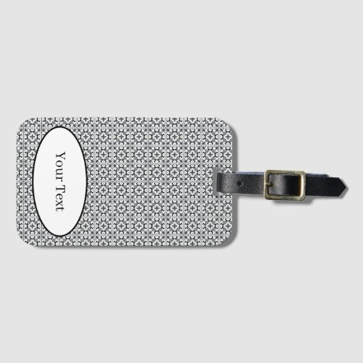 Black and White Spanish Style Tile Bagagelabel (Voorkant (horizontaal))
