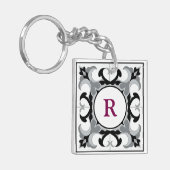 Black and White Spanish Style with Initial  Sleutelhanger (Voorkant Links)