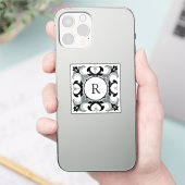 Black and White Spanish Style with Initial  Sticker (Telefoon)