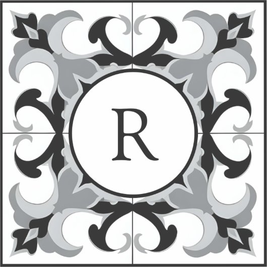Black and White Spanish Style with Initial  Sticker (Voorkant)