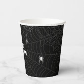 Black and White Spider Web Happy Halloween Papieren Bekers (Achterkant)
