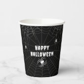 Black and White Spider Web Happy Halloween Papieren Bekers (Links)