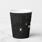 Black and White Spider Web Happy Halloween Papieren Bekers (Voorkant)