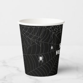 Black and White Spider Web Happy Halloween Papieren Bekers