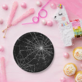 Black and White Spider Webs Halloween Party Papieren Bordje (Feest)