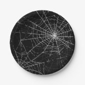 Black and White Spider Webs Halloween Party Papieren Bordje (Voorkant)