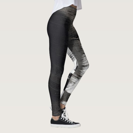 Black and White Splash Abstract III Leggings (Rechts)