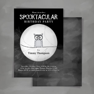 Black and White Spooktacular Owl Halloween Party Kaart