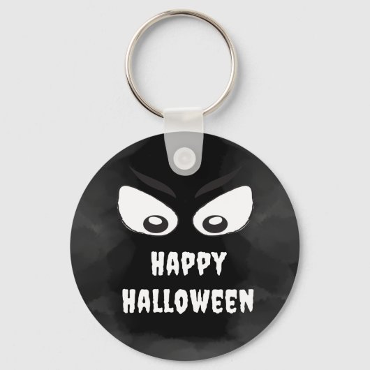 Black and white Spooky Halloween Custom Sleutelhanger (Voorkant)