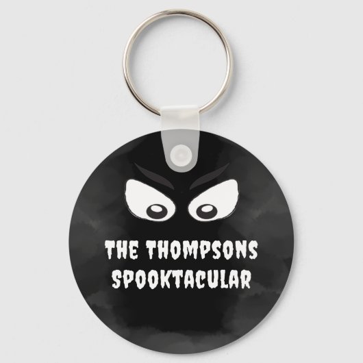 Black and white Spooky Halloween Custom Sleutelhanger (Achterkant)