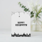Black and White Spooky Pumpkin Happy Halloween Briefkaart (Staand voorkant)