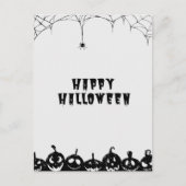 Black and White Spooky Pumpkin Happy Halloween Briefkaart (Voorkant)