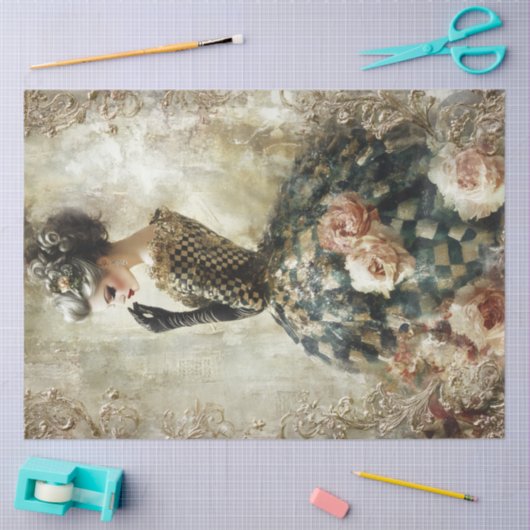 Black and White Spring Portrait Tissue Paper Tissuepapier (Craft)