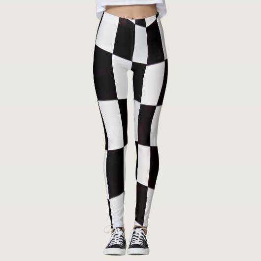 Black and White Squares Pattern Leggings – Classic (Voorkant)