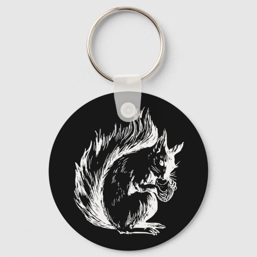 Black and White Squirrel Art Sleutelhanger (Voorkant)