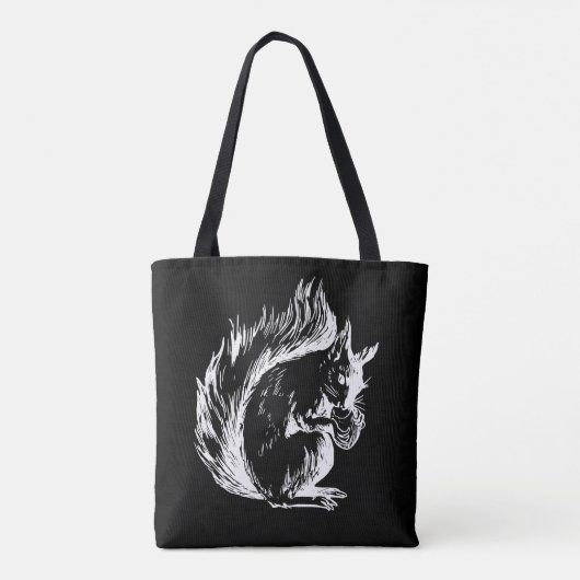 Black and White Squirrel Art Tote Bag (Achterkant)