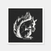 Black and White Squirrel Design Art Servet (Voorkant)