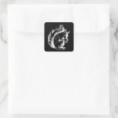 Black and White Squirrel Design Vierkante Sticker (Tas)