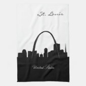 Black and White St. Louis Skyline Theedoek (Verticaal)