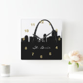 Black and White St. Louis Skyline Vierkante Klok (Huis)