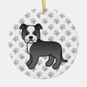 Black and White Staffordshire Bull Terrier Dog Keramisch Ornament (Voorkant)