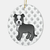 Black and White Staffordshire Bull Terrier Dog Keramisch Ornament (Links)