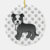 Black and White Staffordshire Bull Terrier Dog Keramisch Ornament (Achterkant)