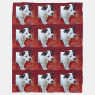 Black and White staffordshire Bull Terrier Puppy Fleece Deken