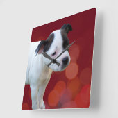 Black and White Staffordshire Puppy Vierkante Klok (Hoek)