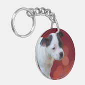 Black and White Staffy Puppy, Sleutelhanger (Voorkant Links)