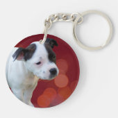 Black and White Staffy Puppy, Sleutelhanger (Achterkant)