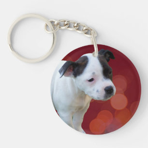Black and White Staffy Puppy, Sleutelhanger