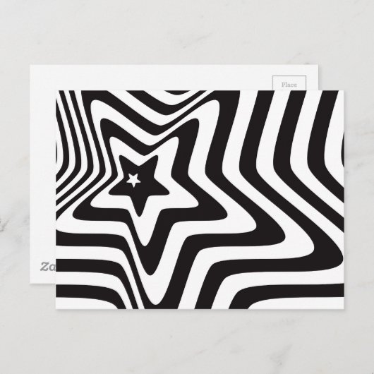 Black and White Star Illusion Briefkaart – Optisch (Voorkant / Achterkant)