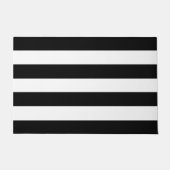 Black and White Stiped Outdoor Rug Deurmat (Voorkant)