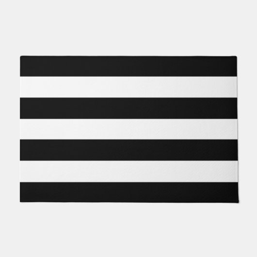 Black and White Stiped Outdoor Rug Deurmat (Voorkant)