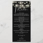 Black And White String Lights Wedding Dinner Menu (Voorkant)