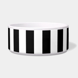 Black and White Stripe Ceramic Pet Bowl Voerbakje