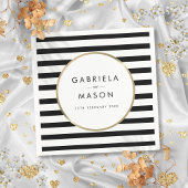Black and White Stripe Chic Gold Wedding Servet