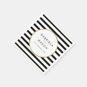 Black and White Stripe Chic Gold Wedding Servet (Hoek)