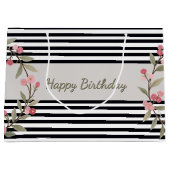 Black And White Stripe Groot Cadeauzakje (Voorkant)