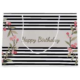 Black And White Stripe Groot Cadeauzakje