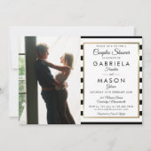 Black and White Stripe Photo Couples Shower Kaart (Voorkant)