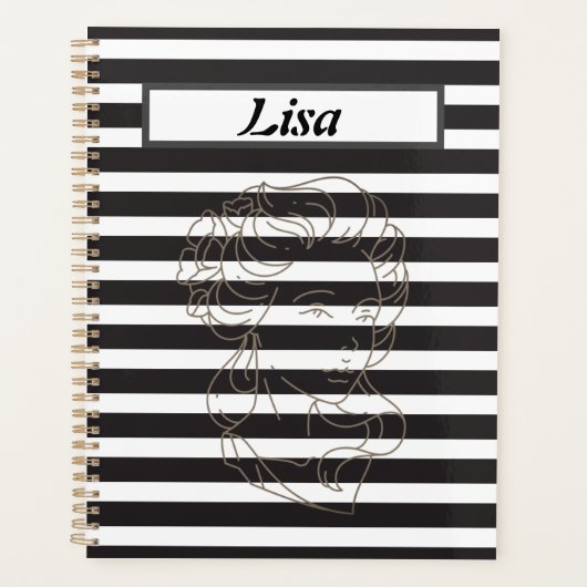 Black and White stripe Planner (Voorkant)