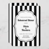 Black and White Stripe Rehearsal Dinner Invitation Kaart (Voorkant / Achterkant)
