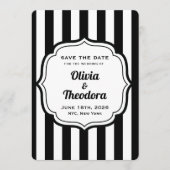 Black and White Stripe Save the Date Cards Kaart (Voorkant)
