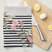 Black and white stripe theedoek (Quarter Fold)