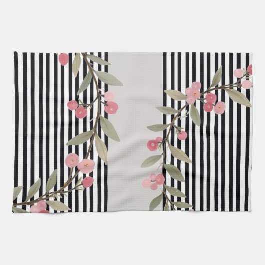 Black and white stripe theedoek (Horizontaal)